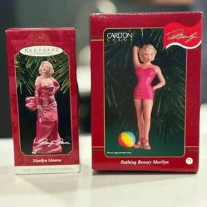 NEW set of 2 90s Marilyn Monroe Christmas ornaments